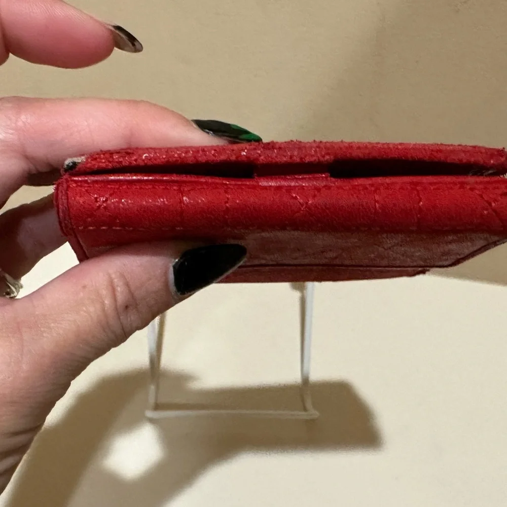 Christian Dior Vintage Red Cannage Bifold Wallet